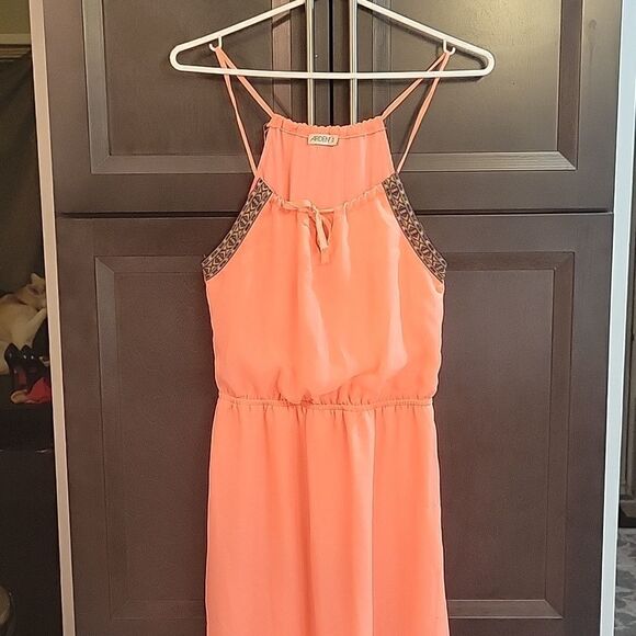 Adene chiffon maxi dress with embroidered trim - Picture 1 of 4